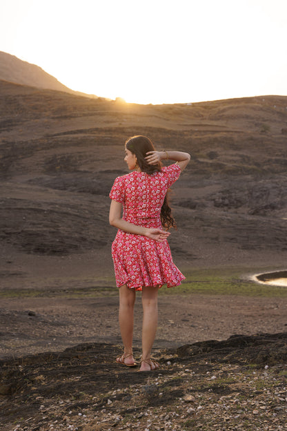 Rosina Cotton Block Print Floral Mini Dress