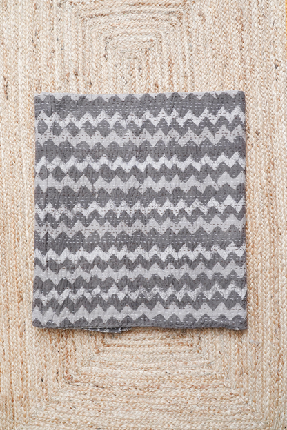 Chevron Dabu Block Printed Kantha Bedcover