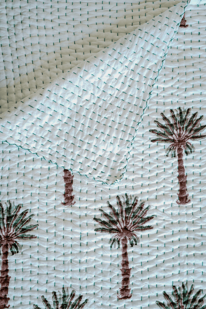 Kantha Quilt Green Brown