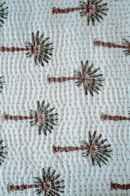 Kantha Quilt Green Brown