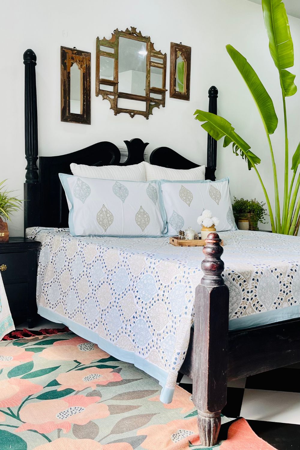 Gulnar Jaal Hand Block Printed Cotton Bedsheet