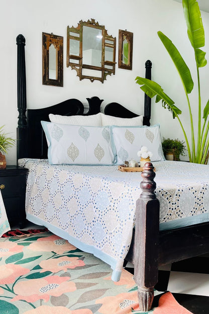 Gulnar Jaal Hand Block Printed Cotton Bedsheet