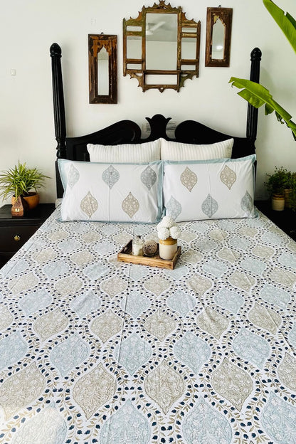 Gulnar Jaal Hand Block Printed Cotton Bedsheet
