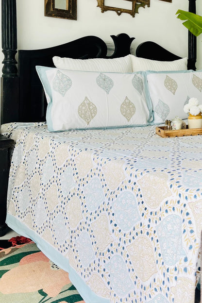 Gulnar Jaal Hand Block Printed Cotton Bedsheet
