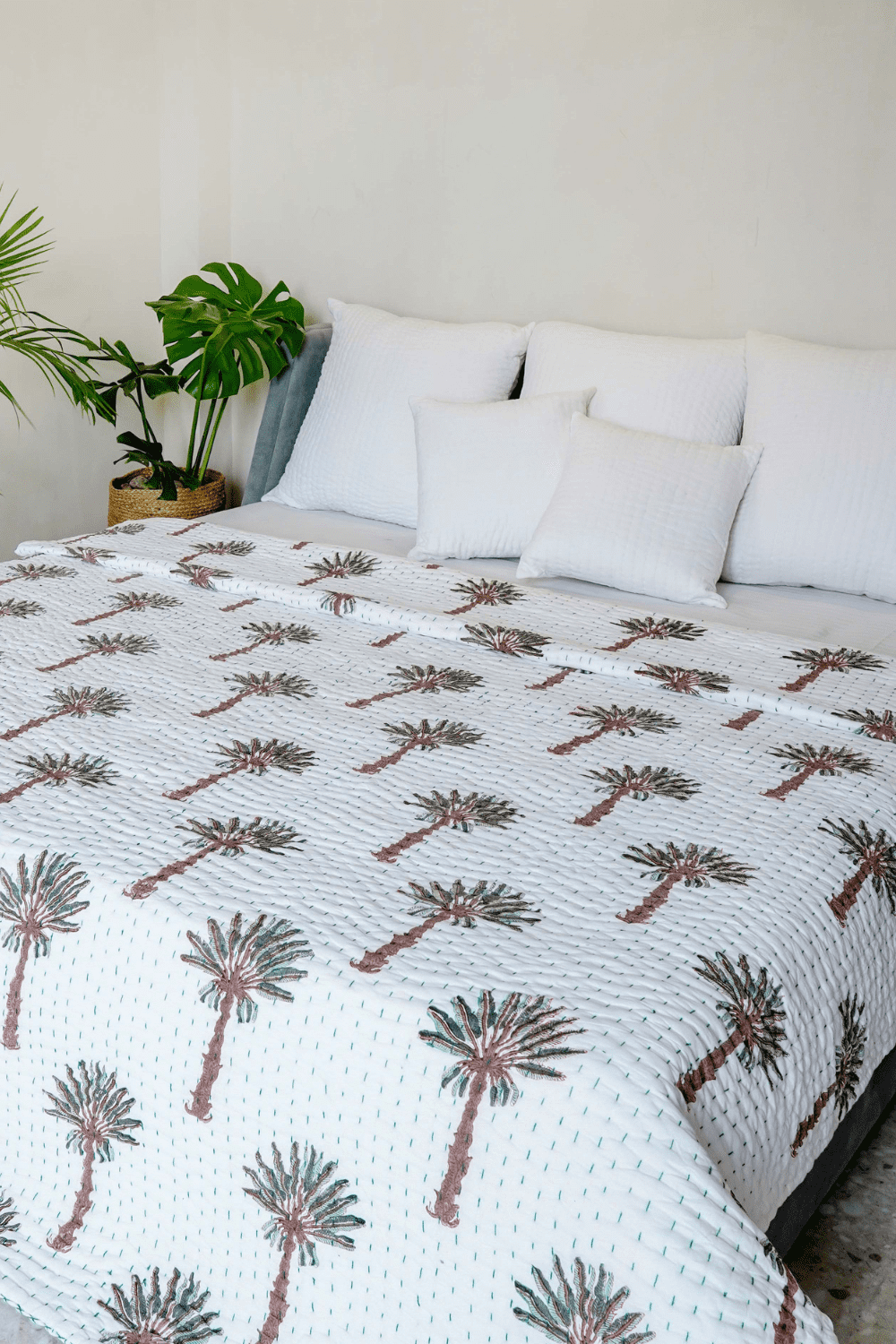 Kantha Quilt Green Brown