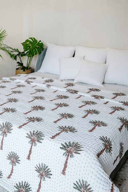Kantha Quilt Green Brown