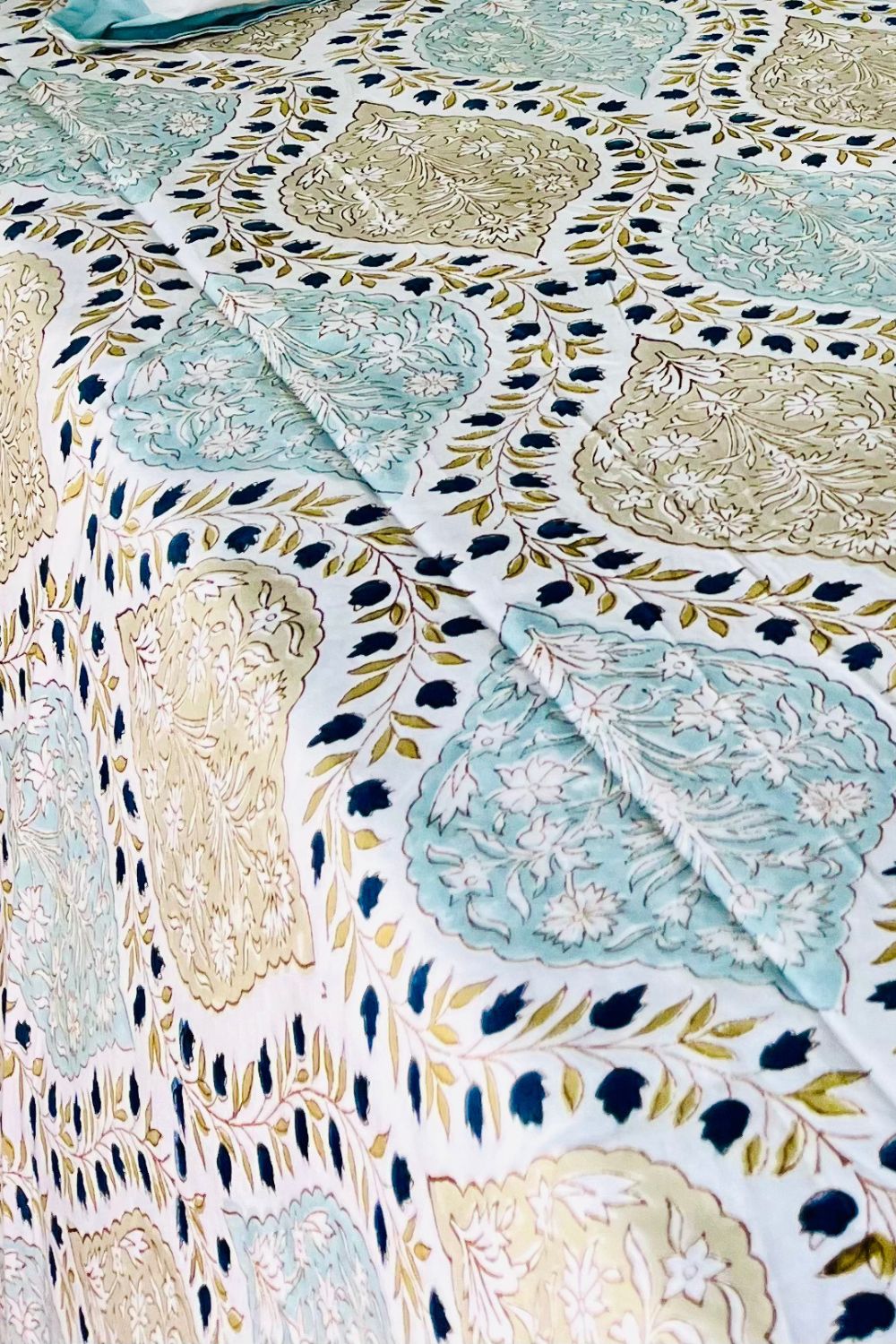 Gulnar Jaal Hand Block Printed Cotton Bedsheet