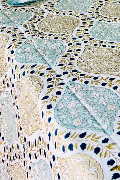 Gulnar Jaal Hand Block Printed Cotton Bedsheet