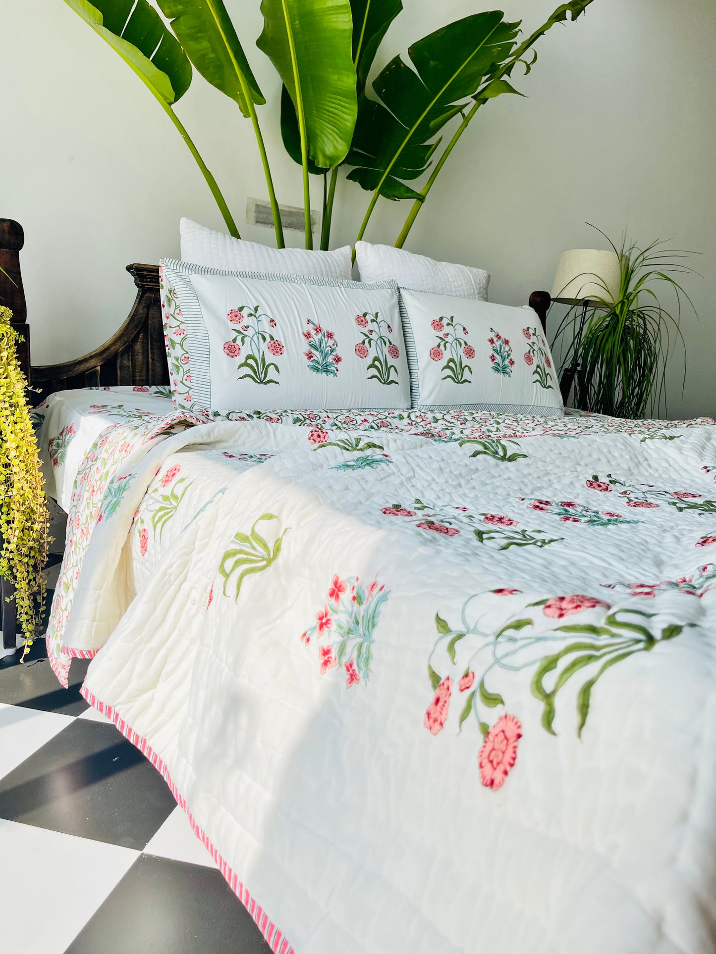 Bagh-e-Noor Hand Block Printed Cotton bedding set