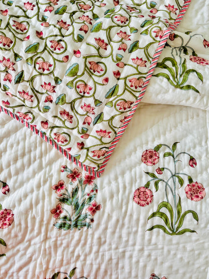 Bagh-e-Noor Hand Block Printed Cotton bedding set