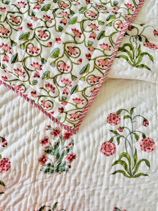 Bagh-e-Noor Hand Block Printed Cotton bedding set
