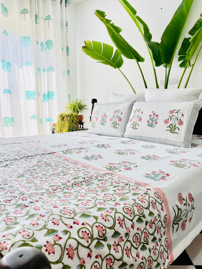 Bagh-e-Noor Hand Block Printed Cotton bedding set