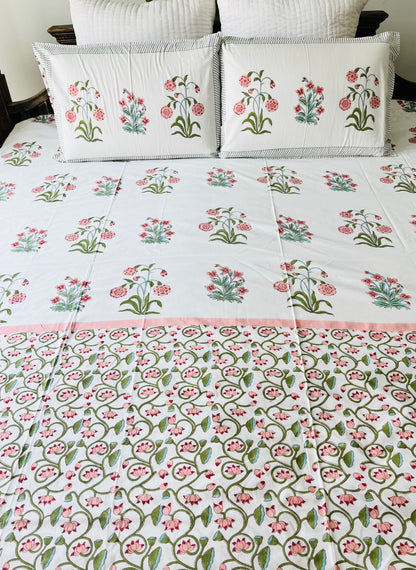Bagh-e-Noor  Hand Block Printed Cotton bedsheet
