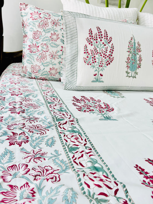 Panchi  Hand Block Printed Cotton Bedsheet