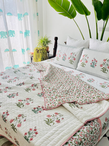 Bagh-e-Noor Hand Block Printed Cotton bedding set