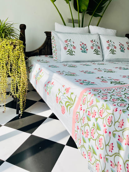 Bagh-e-Noor Hand Block Printed Cotton bedding set