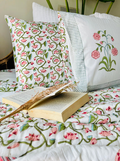 Bagh-e-Noor Hand Block Printed Cotton bedding set