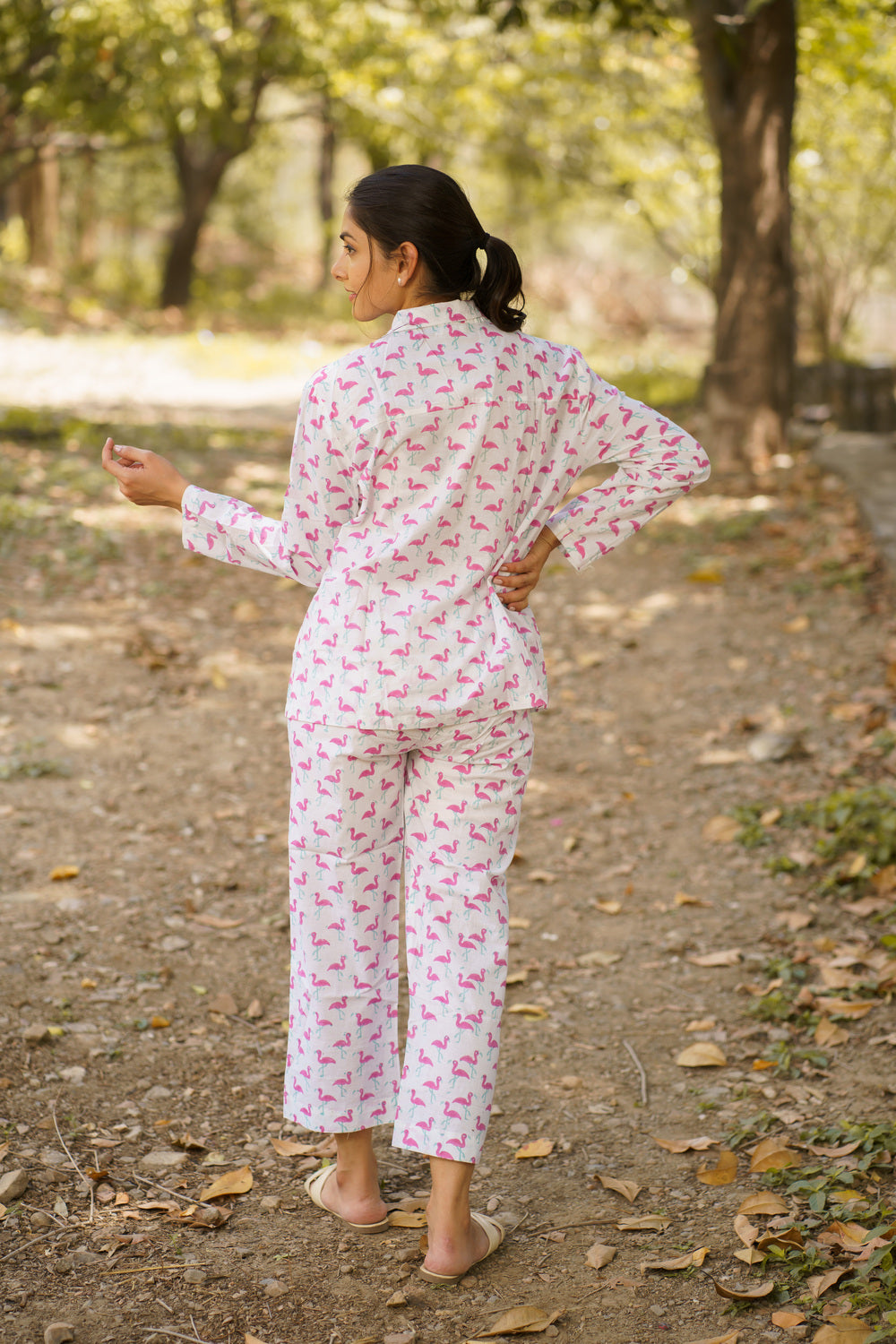 Flamingo Print Cotton Loungewear Pj set